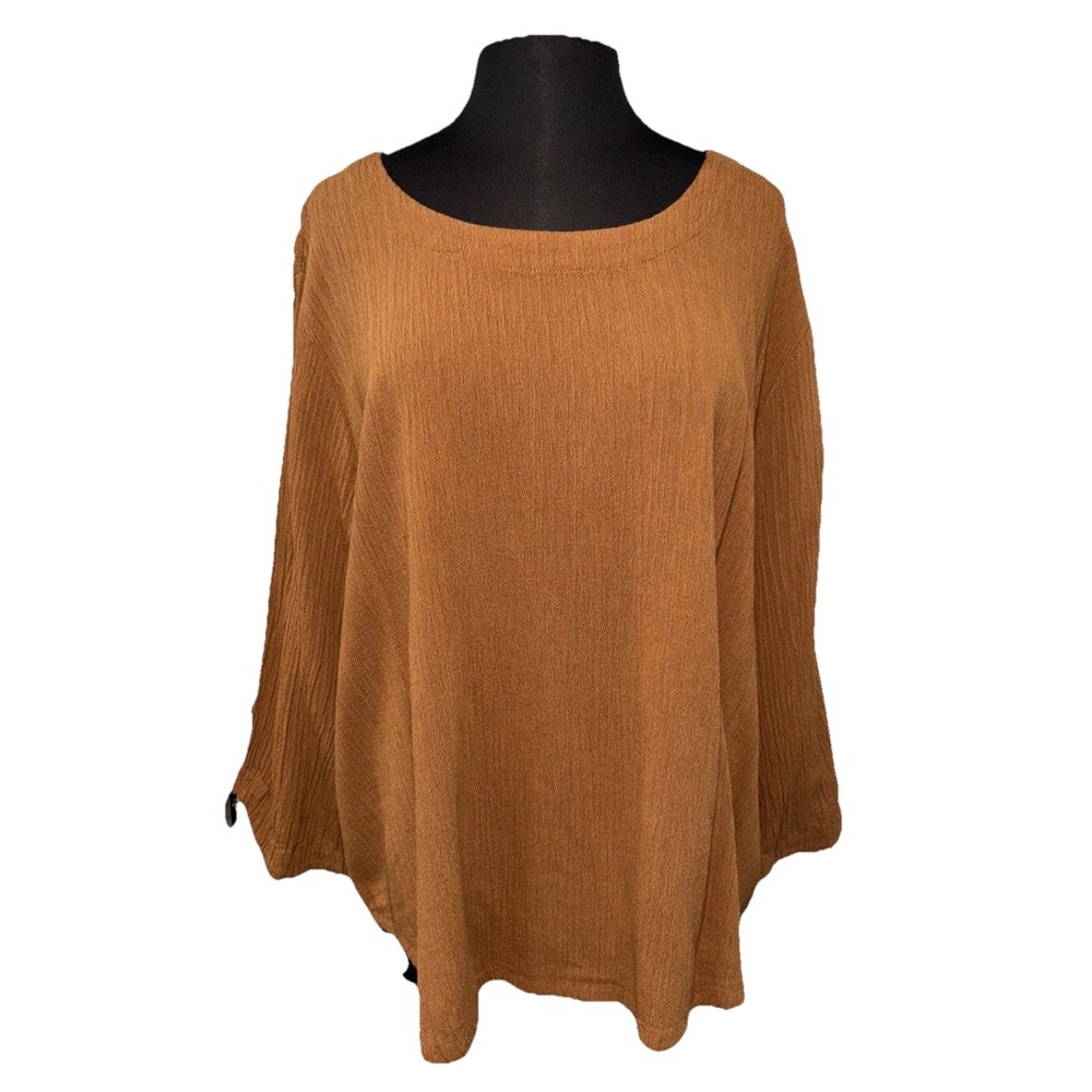 NEW Focus Oversized Top Women's Size XL Toffee‎ Brown 3/4 Sleeve Relaxed